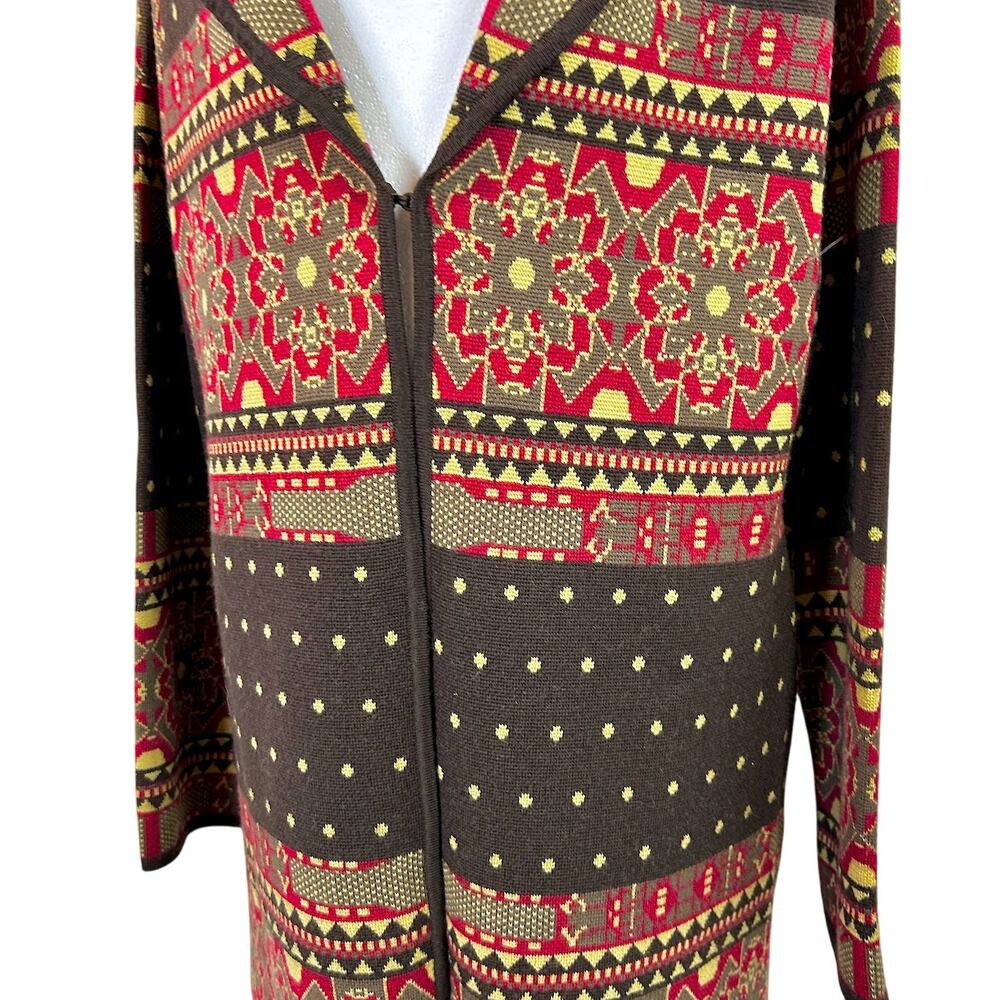 Icelandic 100% Merino Wool Cardigan Duster Nordic Fair Isle Ski Cabin Luxury XL - Picture 2 of 12